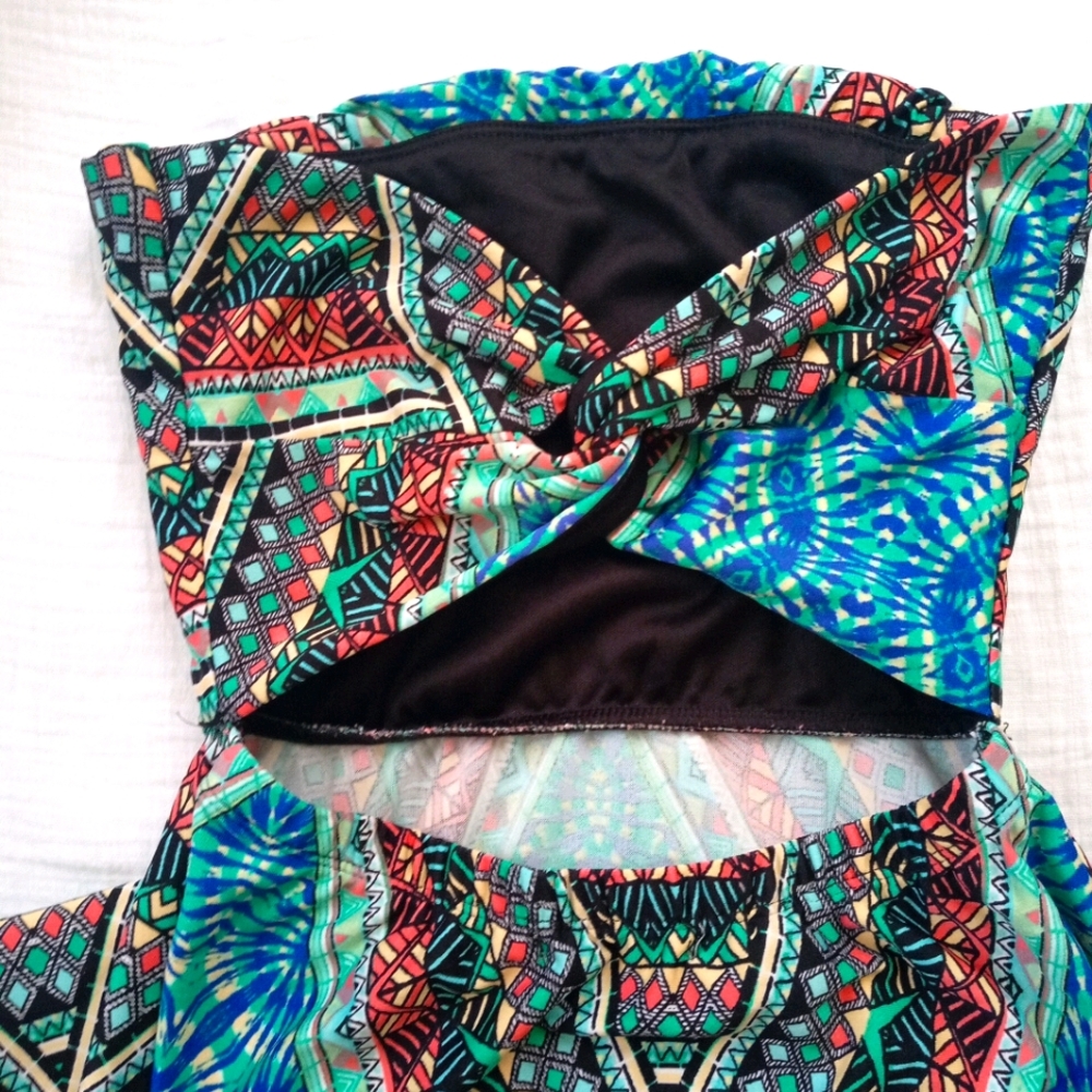 Strapless bohemian dress